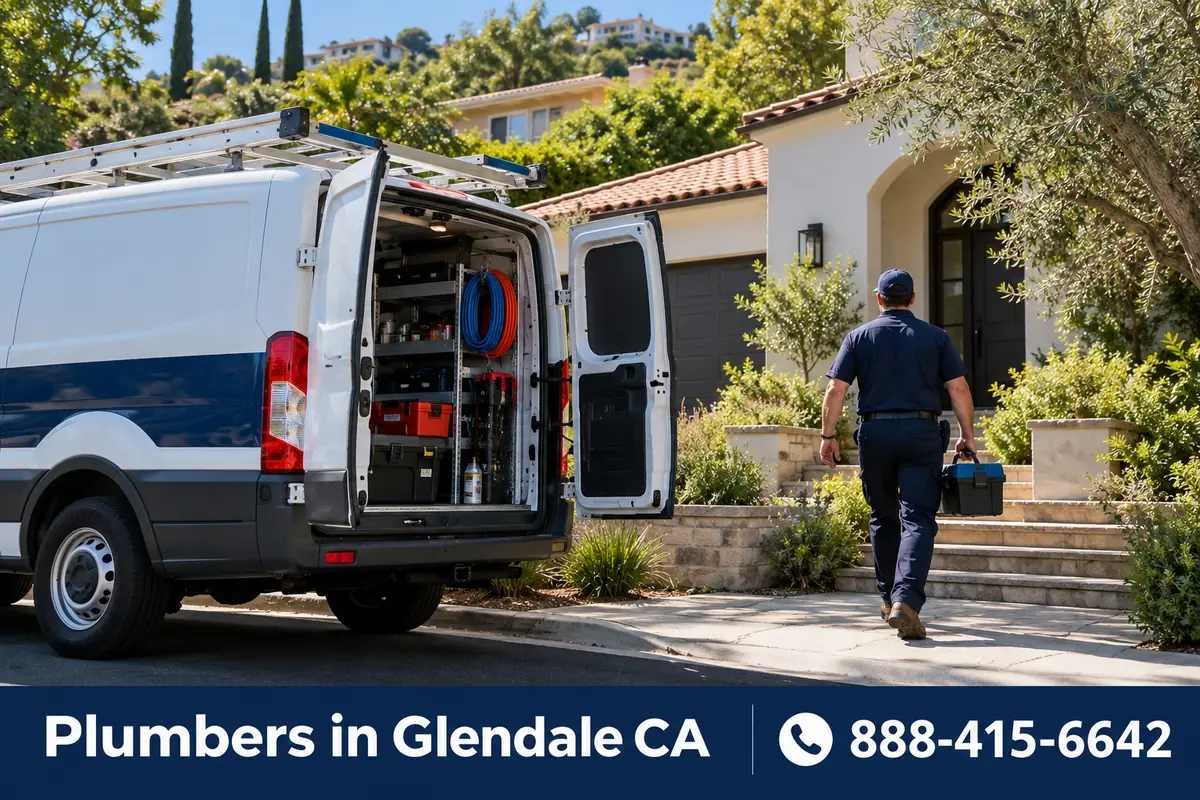 Licensed plumber arriving at a home in Encino, CA