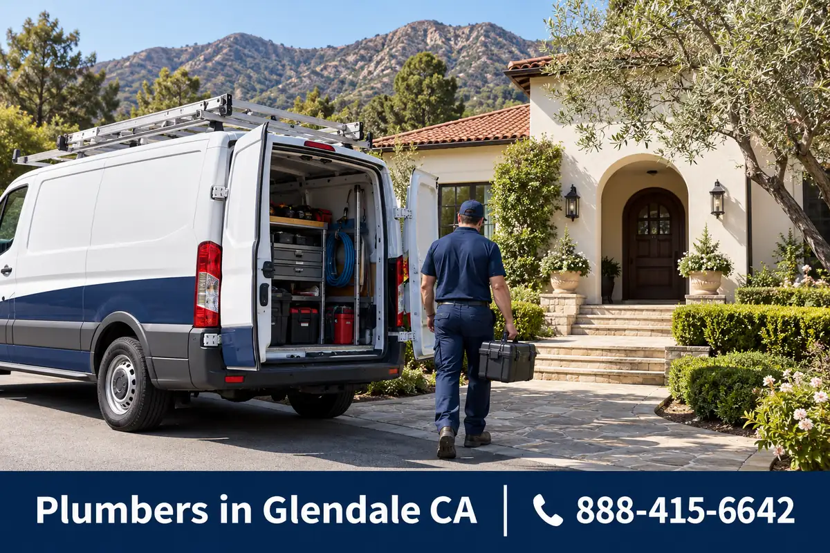 Licensed plumber arriving at a home in La Cañada Flintridge, CA