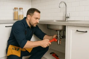 local plumber installing kitchen plumbing in LA County home
